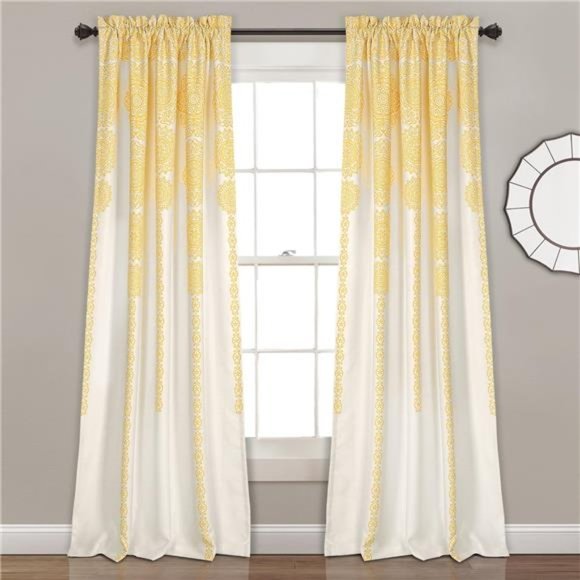 Stripe Medallion Curtains Fabric Mandala Bohemian Damask Print Room Darkening - Picture 1 of 5